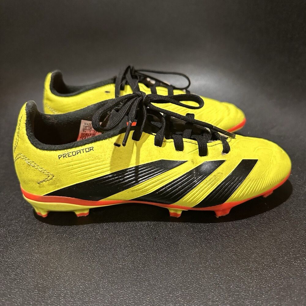 Adidas Predator Youth Soccer Cleats - Neon Yellow Orange Color, US Size 1.5